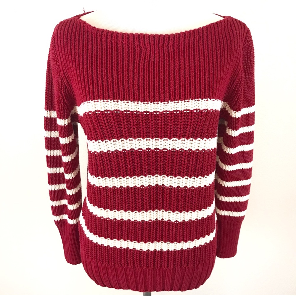 J Crew Chunky Nautical Stripe Sweater Stripes Red Size Small